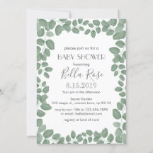 Tarjetas Baby Shower Green Eucalyptus