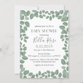 Tarjetas Baby Shower Green Eucalyptus
