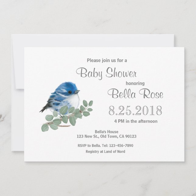Tarjetas Baby Shower para aves de la guerra azul C (Anverso)