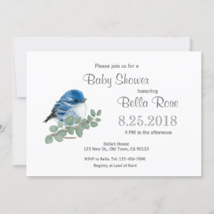 Tarjetas Baby Shower para aves de la guerra azul C