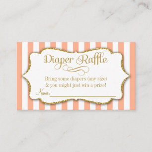 Tarjetas Baby Shower Peach Gold Diaper Raffle