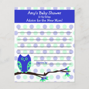 Tarjetas Baby Shower personalizadas de búho azul