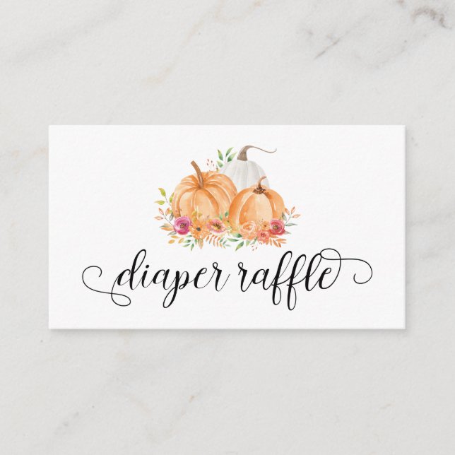 Tarjetas Baby Shower Raffle de calabaza (Anverso)