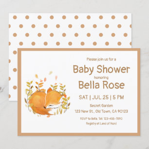 Tarjetas Baby Shower Sleeping Fox Cub