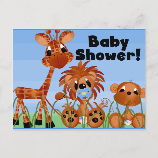 Tarjetas Baby Shower y postales de los Animales Az (Anverso)