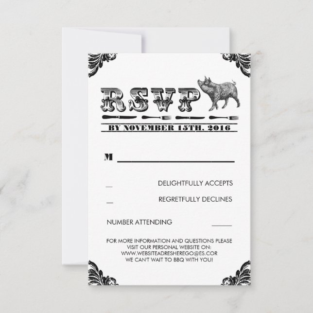 TARJETAS BBQ PIG ROAST RSVP (Anverso)