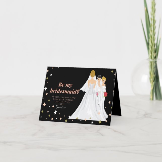 TARJETAS "BE MY BRIDESMAID" Boda Saludo (Anverso)