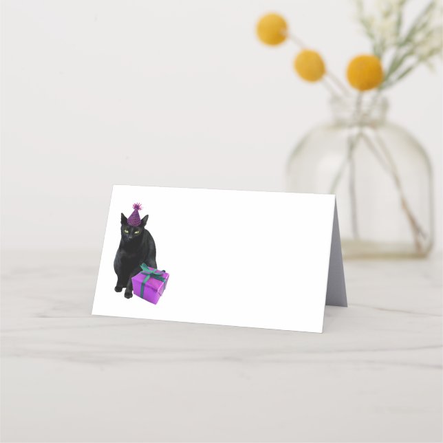 Tarjetas Black Cat Birday Party Place (Anverso)