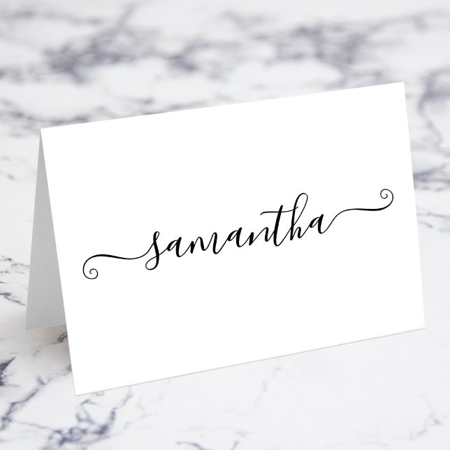 Tarjetas Black Cute Signature Name Place (Fold Your Own Black Cute Signature Name Place Cards)