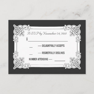 Tarjetas blancos y negros de RSVP de la pizarra