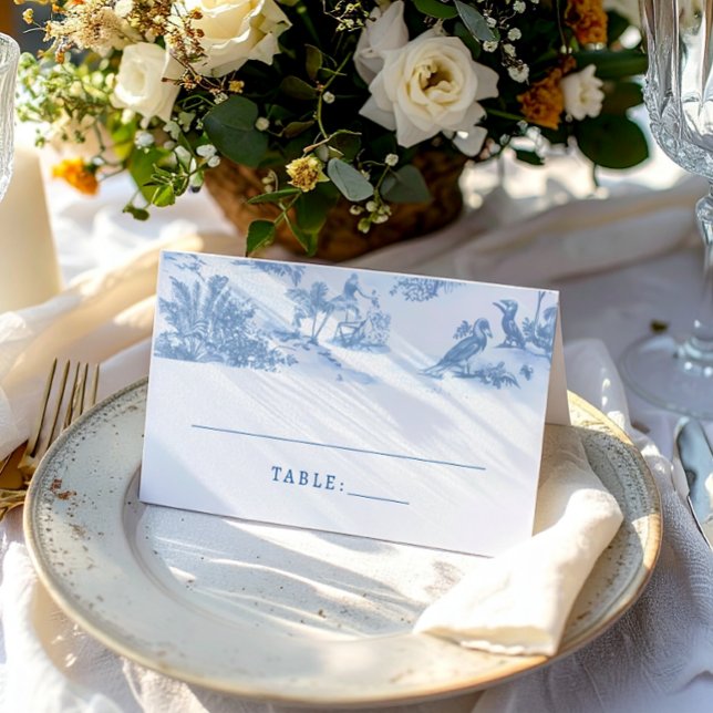 Tarjetas Blue Coastal Toile Boda Place (Subido por el creador)