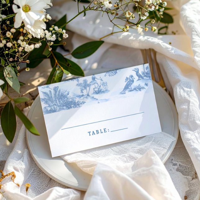 Tarjetas Blue Coastal Toile Boda Place (Subido por el creador)