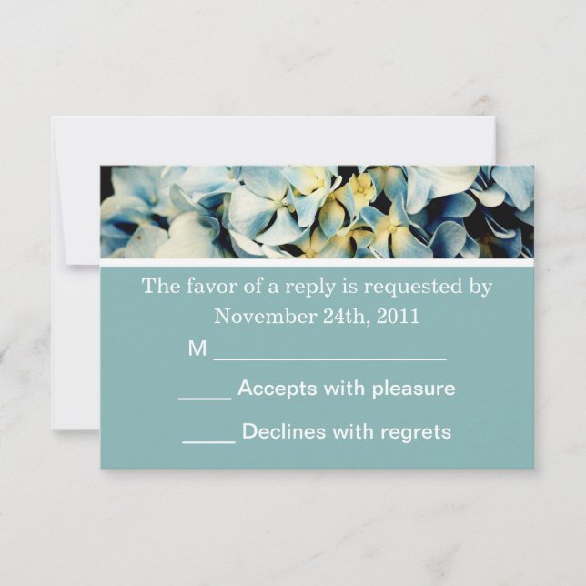 Tarjetas Blue Hydrangea RSVP invitan (Anverso)