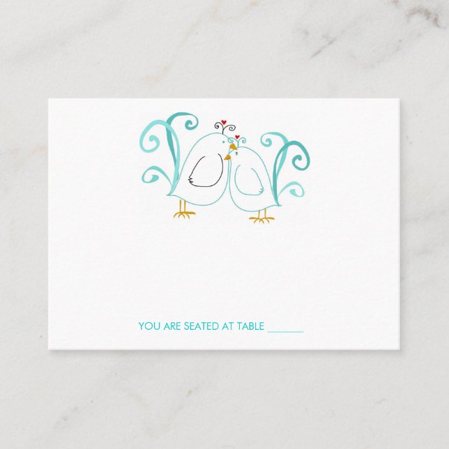 Tarjetas Blue Lovebirds & Blossoms Place (Anverso)