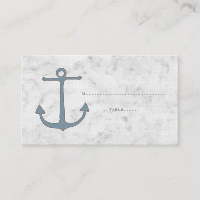 Tarjetas Blue Rustic Anchor Boda Place (Anverso)