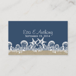Tarjetas Blue Seashell Beach Wedding Place