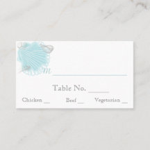 Tarjetas Blue Seashell Beach Wedding Place