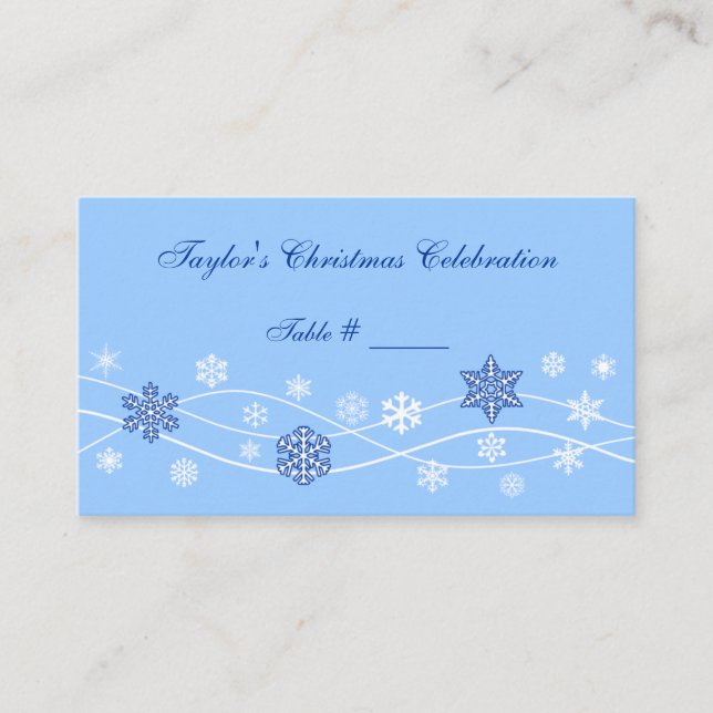 Tarjetas Blue Snowflakes Holiday Place (Anverso)
