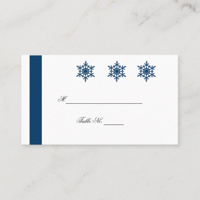 Tarjetas Boda Blue and White Snowflakes (Anverso)
