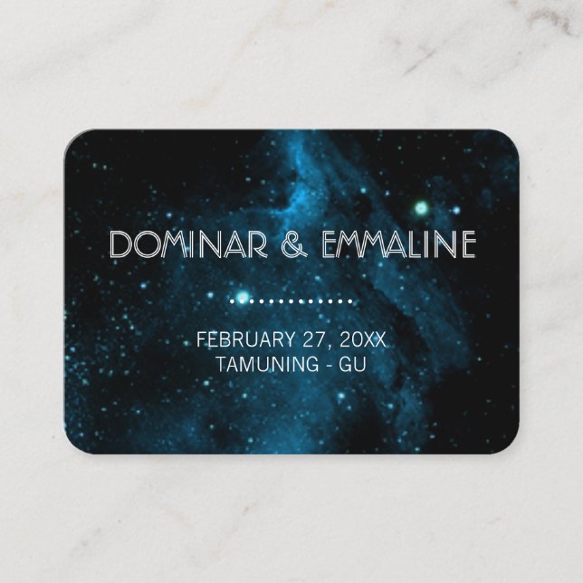 Tarjetas Boda Blue Galaxy (Anverso)