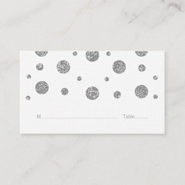 Tarjetas Boda Confetti Purpurina Plata (Anverso)