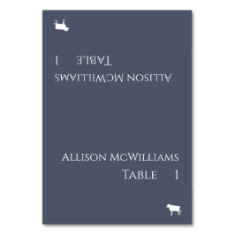 Tarjetas boda-Icono de carne-Azul y blanco