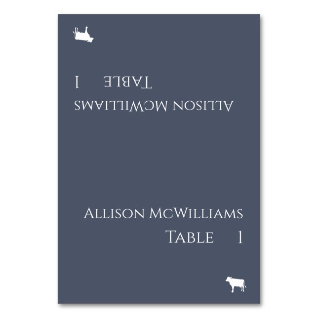 Tarjetas boda-Icono de carne-Azul y blanco (Anverso)