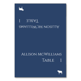 Tarjetas boda-Icono de carne-Azul y blanco