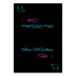 Tarjetas boda-Icono de carne-Azul y rosa-