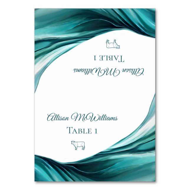 Tarjetas boda-Icono de carne-Verde de esmeralda- (Anverso)