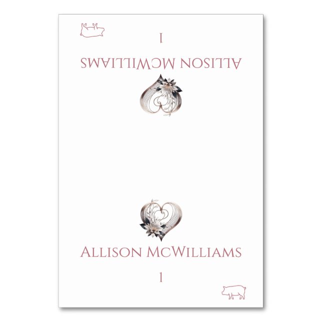 Tarjetas boda-Icono de cerdo-Corazón rosado modern (Anverso)