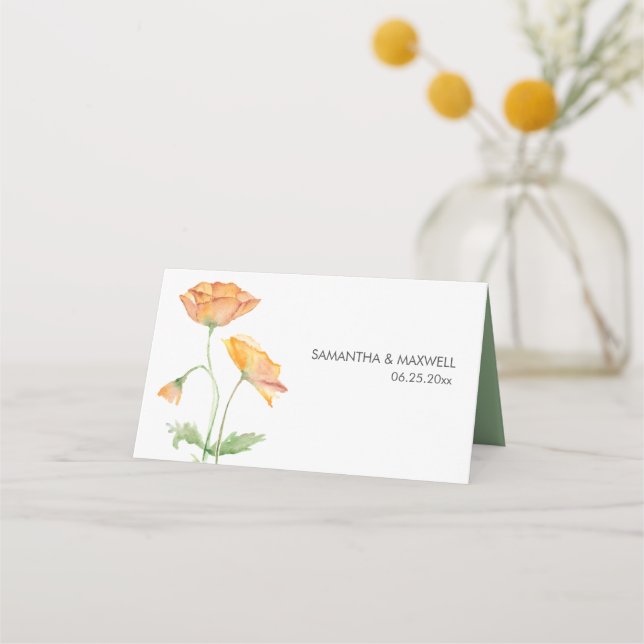 Tarjetas boda Naranja Floral acuarela (Reverso)