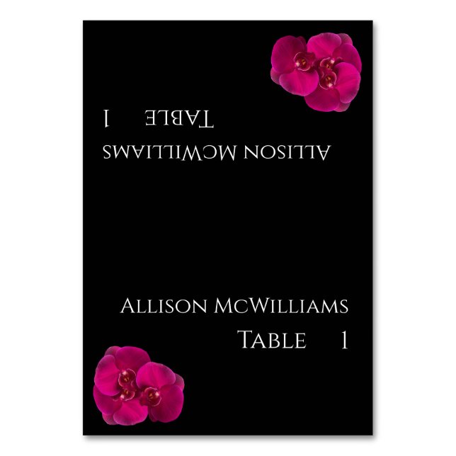 Tarjetas boda Place - Blanco Fuchsia negro (Anverso)