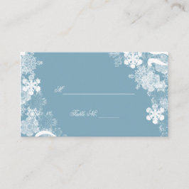 Tarjetas Boda Place con copos de nieve azul invern
