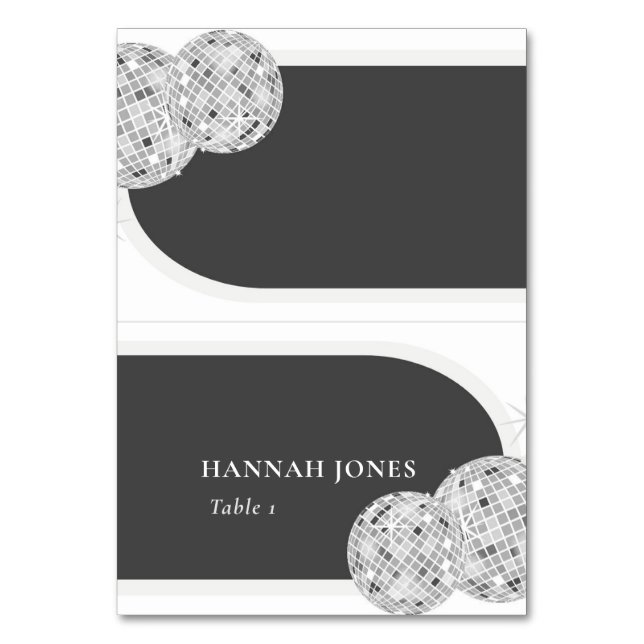Tarjetas Boda Place de Halloween Retro Disco Ball (Anverso)