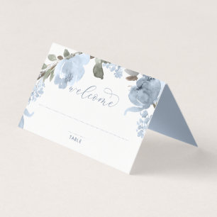 Tarjetas boda Place Dusty Blue Soft Watercolor