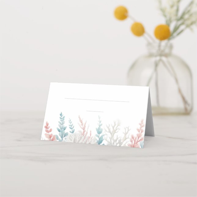 Tarjetas boda Place-Pastel Coral Reef (Anverso)