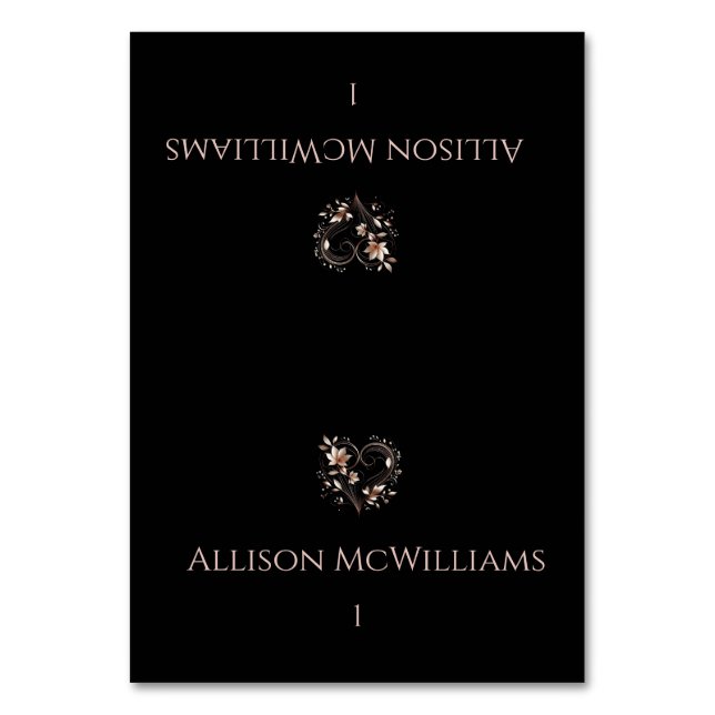 Tarjetas boda Place (Rosa de flores de oro) (Anverso)