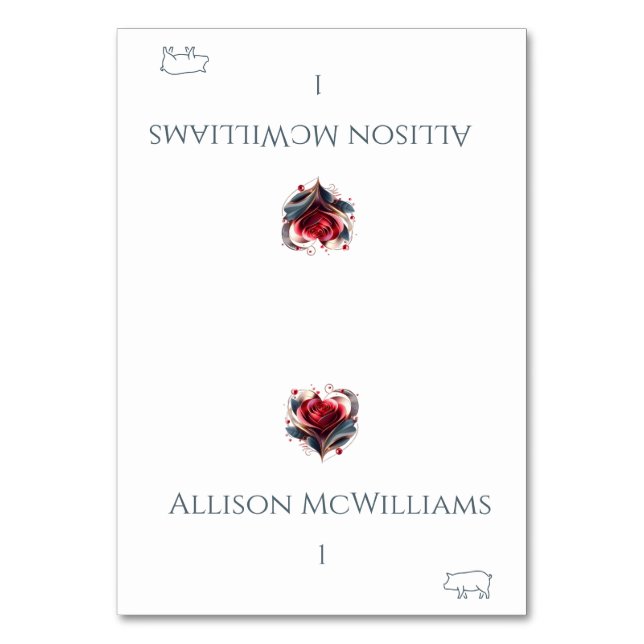 Tarjetas boda-Rosa con forma de ícono de cerdo (Anverso)