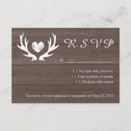 Tarjetas boda RSVP de venado de moda de madera