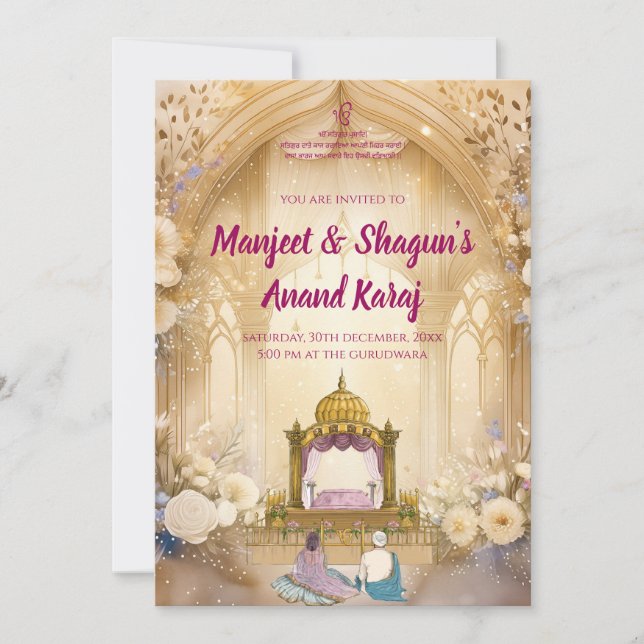Tarjetas Bodas punyabíes invitaciones sikh digital (Anverso)