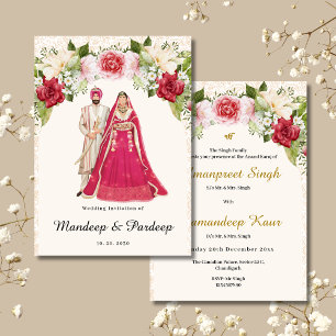 Tarjetas bodas sikh invitación a la boda panyabí