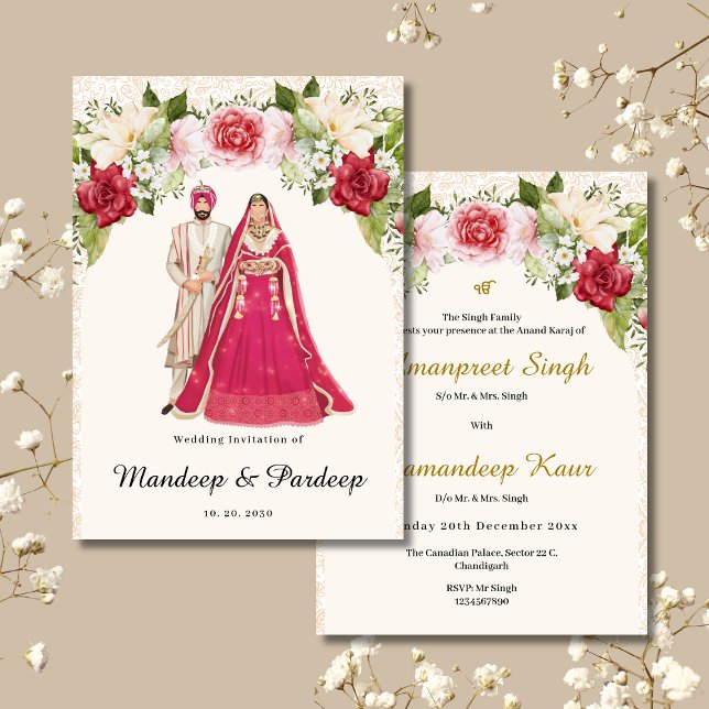Tarjetas bodas sikh invitación a la boda panyabí (Subido por el creador)