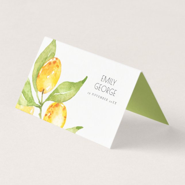 TARJETAS BOHO YELLOW WATERCOLOR FOLIAGE OLIVE PLAC (Reverso)