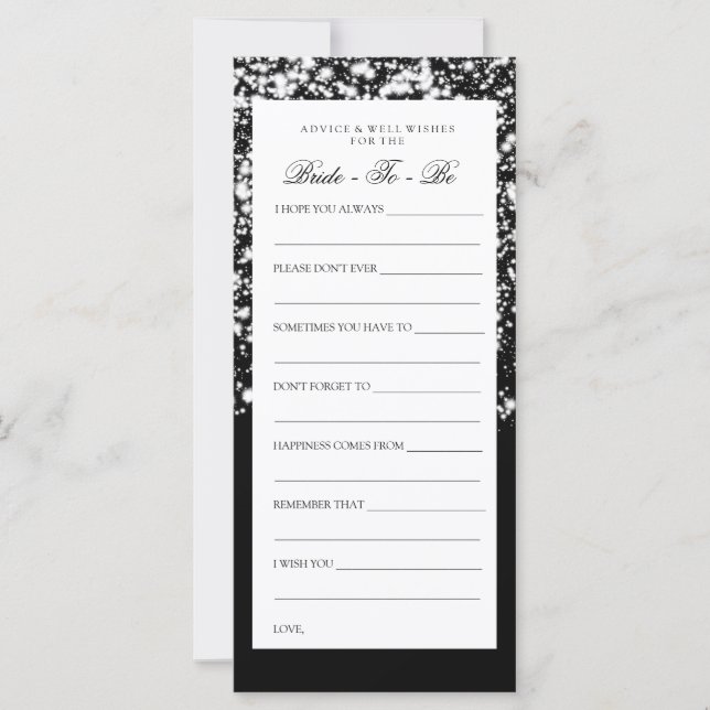 Tarjetas Bridal Shower Advards Silver Glam Mediano (Anverso)