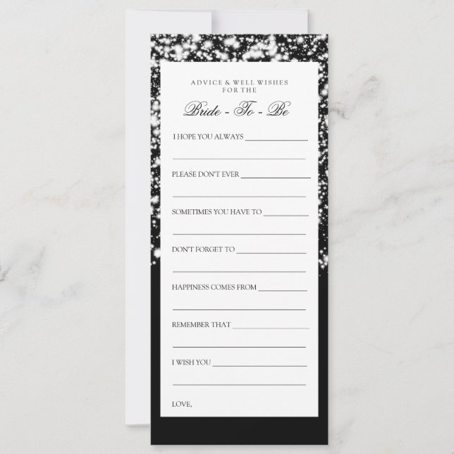 Tarjetas Bridal Shower Advards Silver Glam Mediano (Anverso)