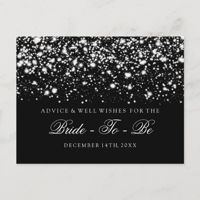 Tarjetas Bridal Shower Advards Silver Glam Mediano (Anverso)