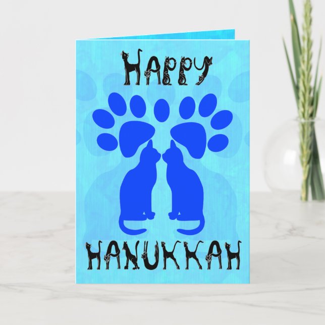Tarjetas Cat Menorah Chanukah (Anverso)