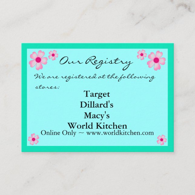 Tarjetas CHERRY BLOSSOMS Registry/RSVP (Anverso)
