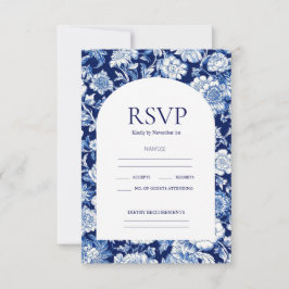 Tarjetas Chinoiserie Blue Floral Wedding RSVP